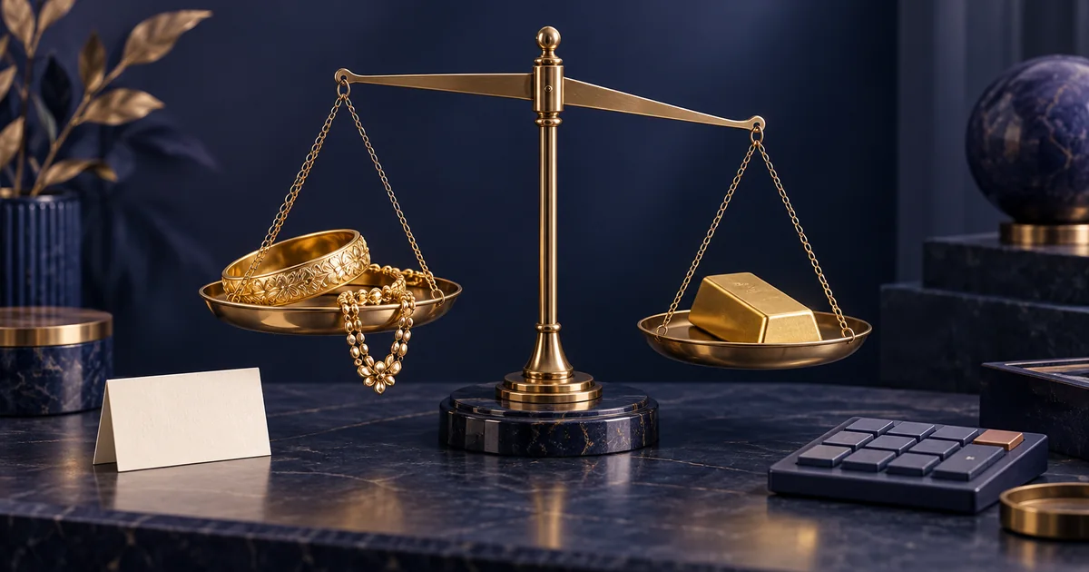 ترازوی مقایسه زیورآلات طلا با ارزش طلای خام هنگام فروش